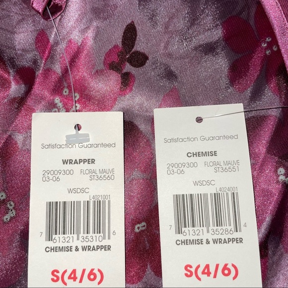Secret Treasures NWT! Floral Mauve Purple  Chemise & Wrapper Set Size S - Picture 12 of 13